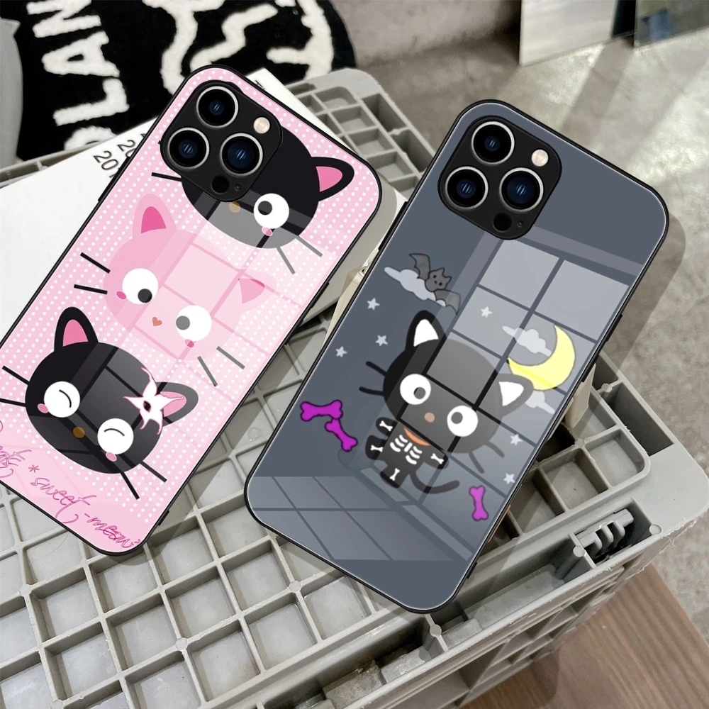 Чехол для телефона с милым мультяшным котом ChococatS стекло iPhone 16 Promax 15 Pro 14 Plus 13 12 mini