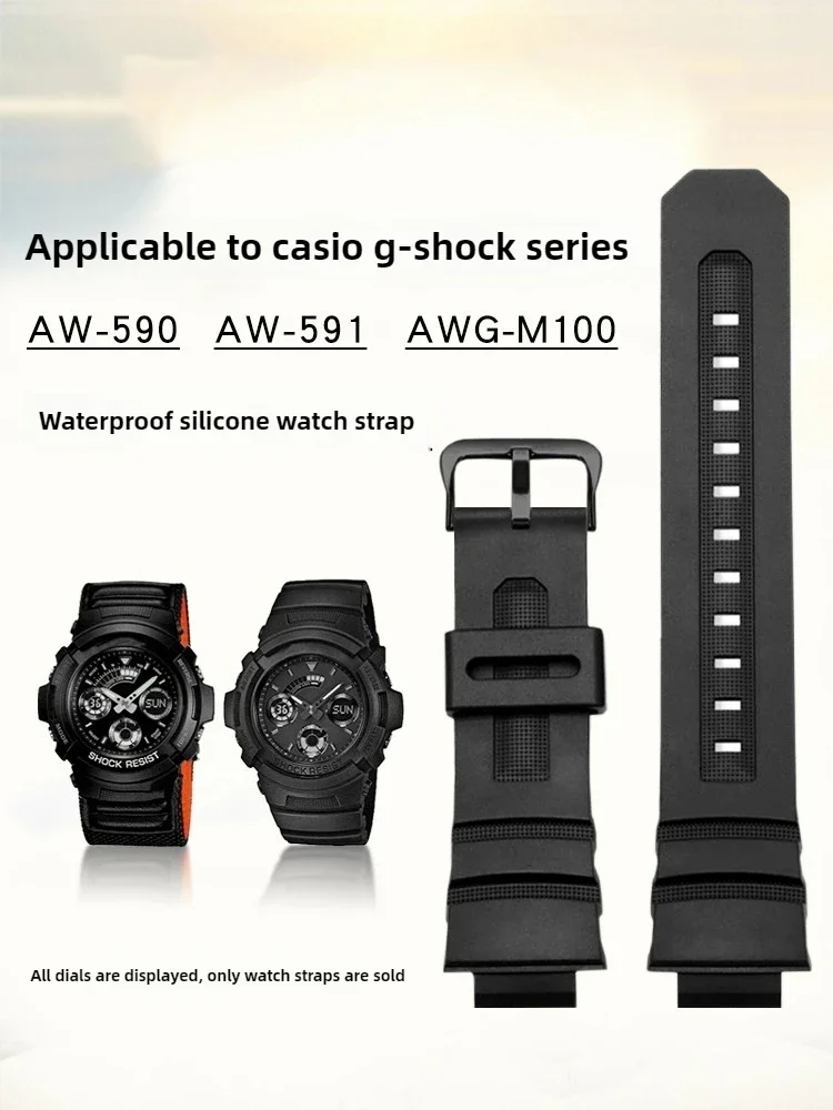 Адаптируется к силиконовому нейлоновому ремешку для часов серии C-a-s-i-o AW-590/591 AWG-M100