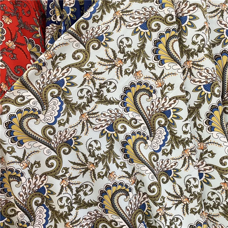 Шифоновая ткань с принтом рубашка для платья цветок кешью головной убор стреймер