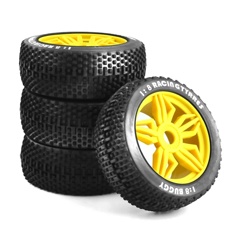 

116mm 1/8 Scale RC Buggy Tires 17mm Hex RC Wheels and Tires for ARRMA Typhon Redcat Team Losi VRX HPI HSP,Yellow
