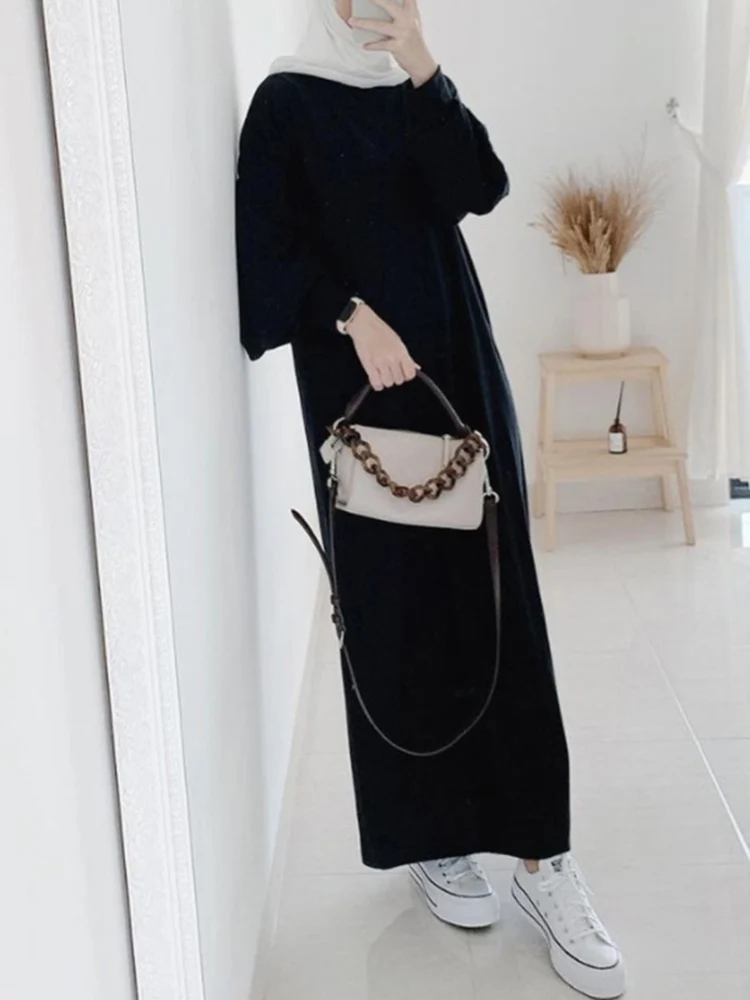 

ZANZEA Party Islamic Clothing Marocan 2022 Fashion Solid Muslim Sundress Women Casual Long Sleeve O Neck Dubai Turkey Vestidos