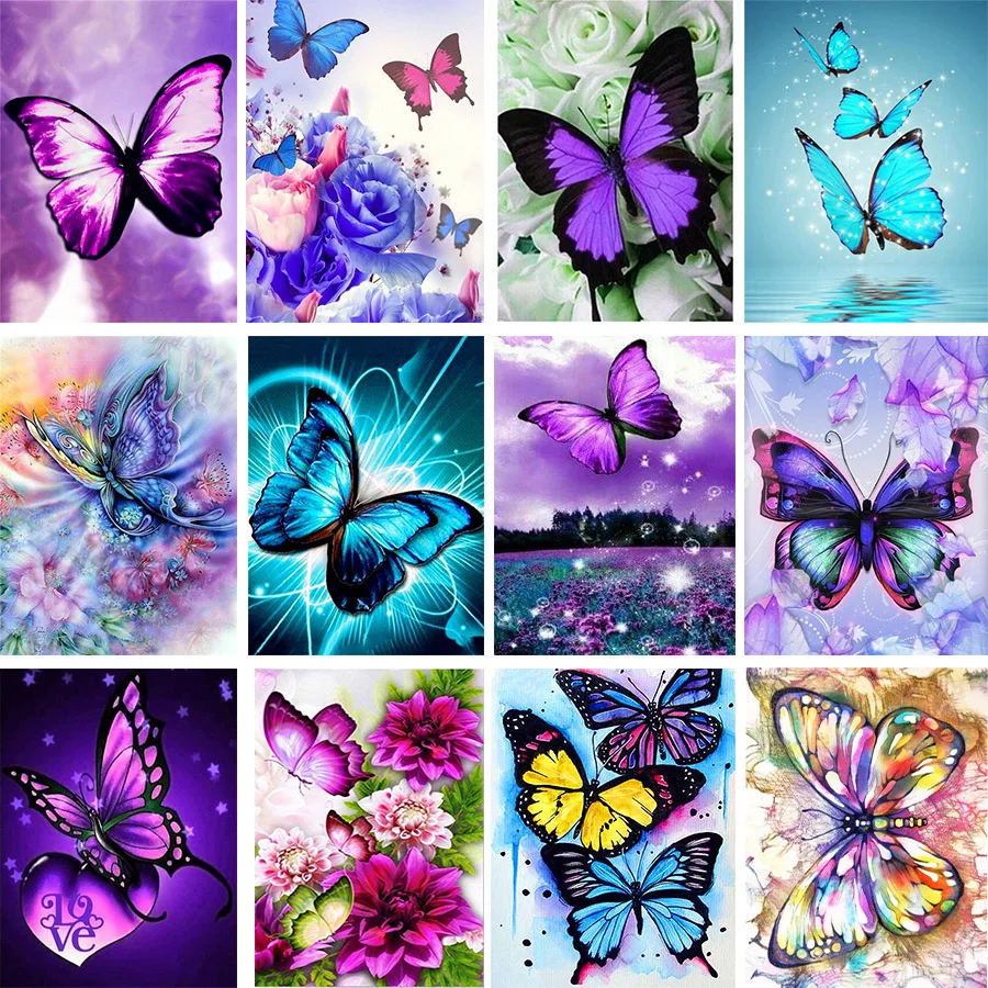 

DIY Cross Stitch Embroidery 14CT Kits Needlework Craft Set unPrinted Canvas Cotton Thread Home Wholesale Butterflys