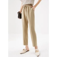 designer fashion 2022 summer trousers women ankle length office lady acetate polyester pencil pants elastic waist