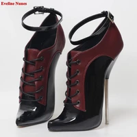sexy ballet ankle boots womens 2022 new arrival buckle mixed colors super thin high heel pointed toe model catwalk net shoes
