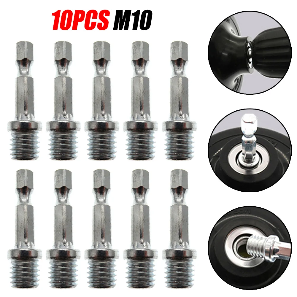 10pcs Polishing Disc Connecting Rod Adapter Drill Chuck M10 Thread 6.35mm Shank For Electric Drill Sanding Pad Pwoer Tool Part enlarge