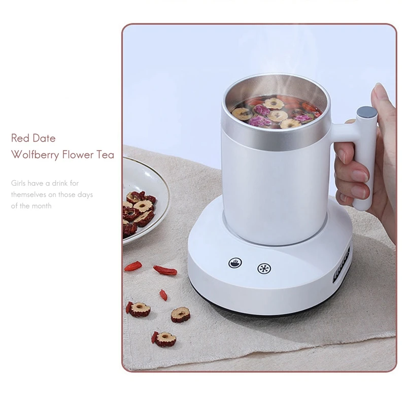 

2In1 Fast Cooling Cup Heater Cup Portable Electric Cooler Cans Beverage Coffee Milk Warmer Drinks Holder EU Plug White