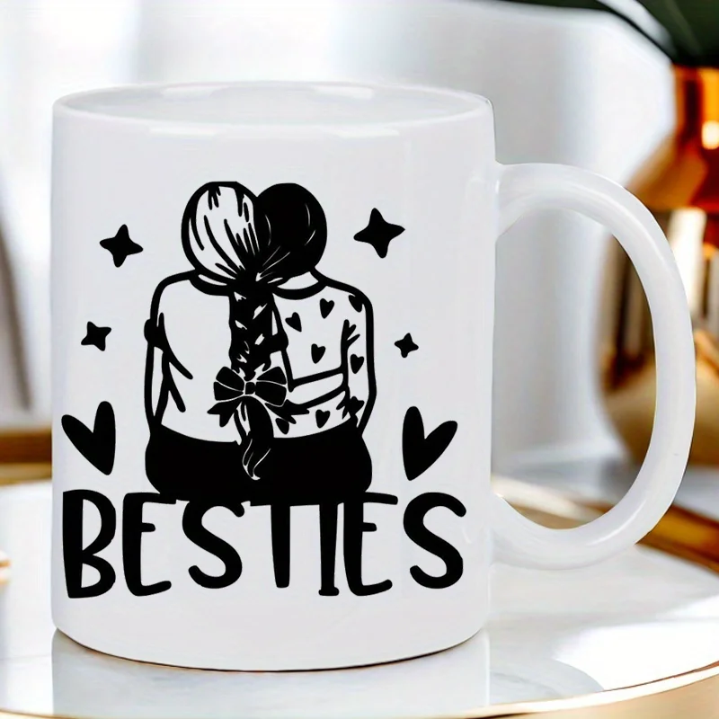 Фото Керамическая кофейная кружка BESTIES на 11 унций — многоразовая, Insulted, Trvel Mug, только Hnd-Wsh — идеально подходит для любителей кофе, белая кружка для мужчин и женщин №1