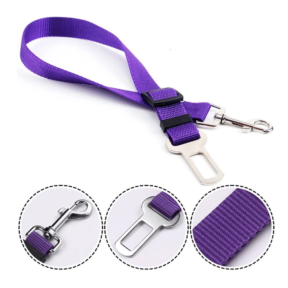 

Pet Dog Cat Safety Belt Adjustable Nylon Fabric Lead Leash Small Medium Travel Clip Dog Collar Car Seat Belt