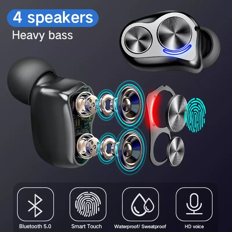 

2022 Trend With Mic Earphones Wireless Bluetooth Headphone V5.0 9D HiFi Stereo Sports Waterproof Bass Earbuds Noise Reduction H