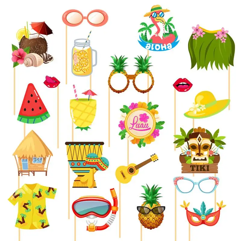 

21Pcs Hawaiian Party Decoration Hand Lifting Props On The Beach Summer Birthday Party Baby Shower Photos Props Decoration