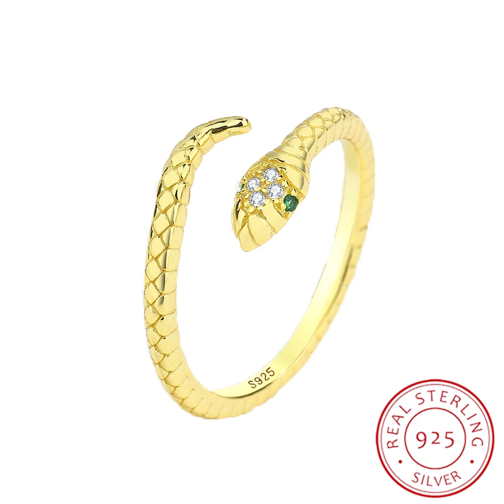 

2022 NEW Fashion 18K Gold Snake Head Stripe Shape Couples Rings For Women Emerald Original Sterling Silver Anniversary Jewelry