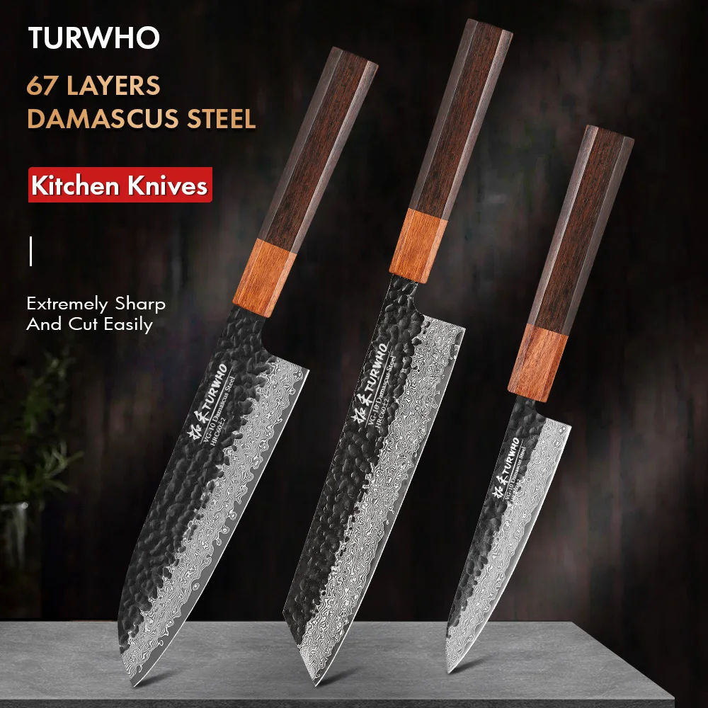 3 шт. кухонные ножи из дамасской стали