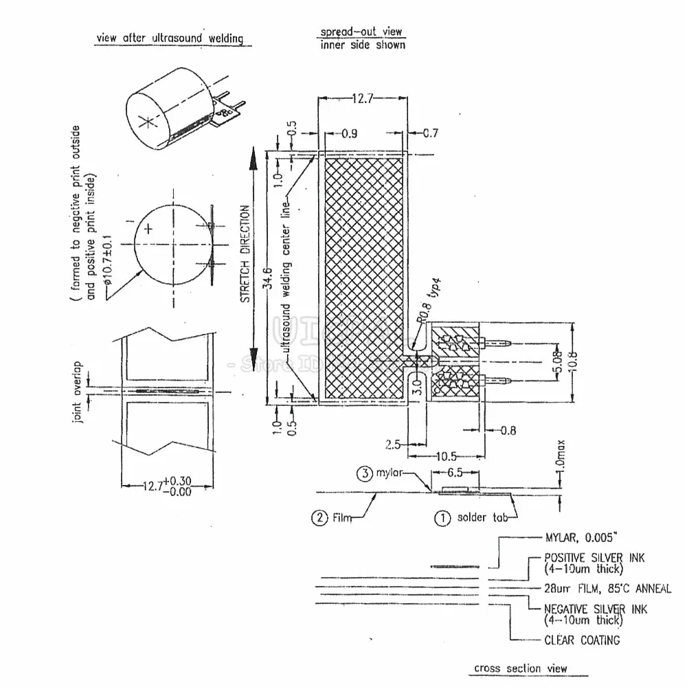40 кГц ультразвуковой датчик 3D измерения PVDF пьезоэлектрический пленочный