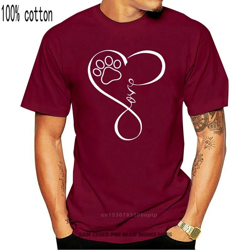 

Men T Shirt Paw Heartbeat Love Dog Women t-shirt