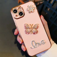 silicone transparent cover case for iphone 13 pro english butterfly diamond plating shell case for iphone 13 pro max phone case