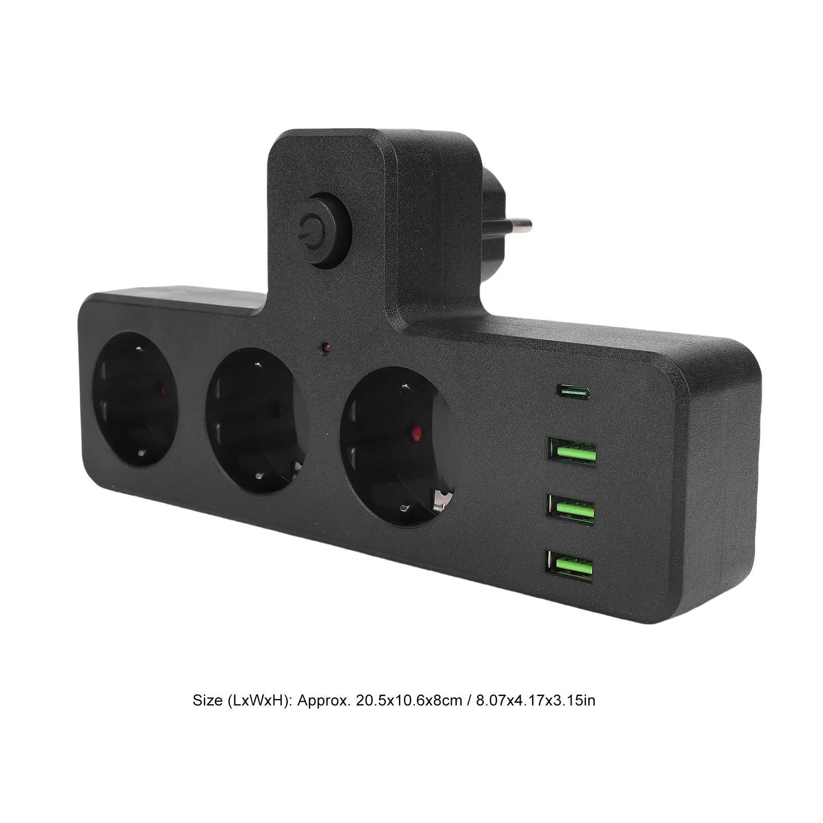 Фото Удлинитель розетки 3 розетки переменного тока 3 USB-порта 1 порт типа C Многофункциональный удлинитель с выключателем для дома №2