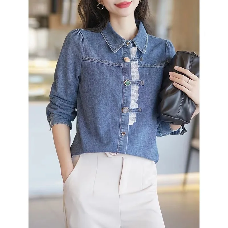 Рубашка в ковбойском стиле с длинным рукавом Женская весенне-осенняя новая