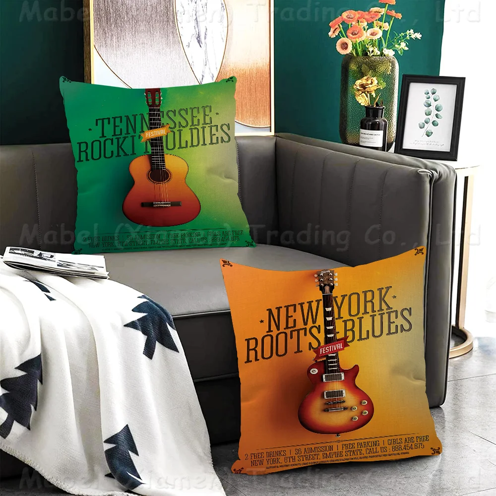 Guitar Collection Pillow Cover For Bedroom Room And Living Sofa Decorative Cushion