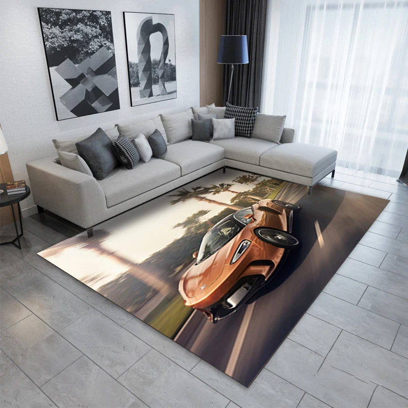

3D Printing Bedroom Rugs Racing Car Soft Large Carpet In The Living Room Decoration Mat Home Bathroom Non-Slip Floor Doormat