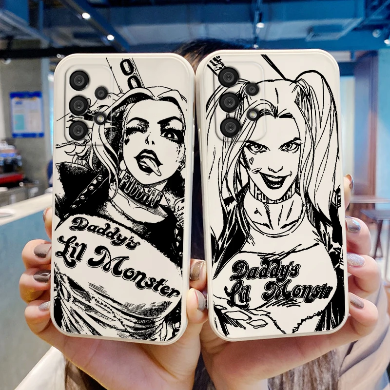 

Villain Harley Quinn pretty Phone Case For Samsung A73 A53 A33 A52 A32 A71 A51 A21S A03S A50 A30 5G Liquid Rope Funda Cover