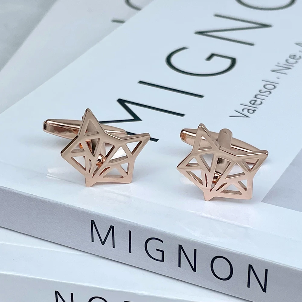 High-Quality Cufflinks For Men's Stainless Steel Shirt Cufflinks Fox Head Hollowed Out Cufflinks Wedding Groomsman Accessories