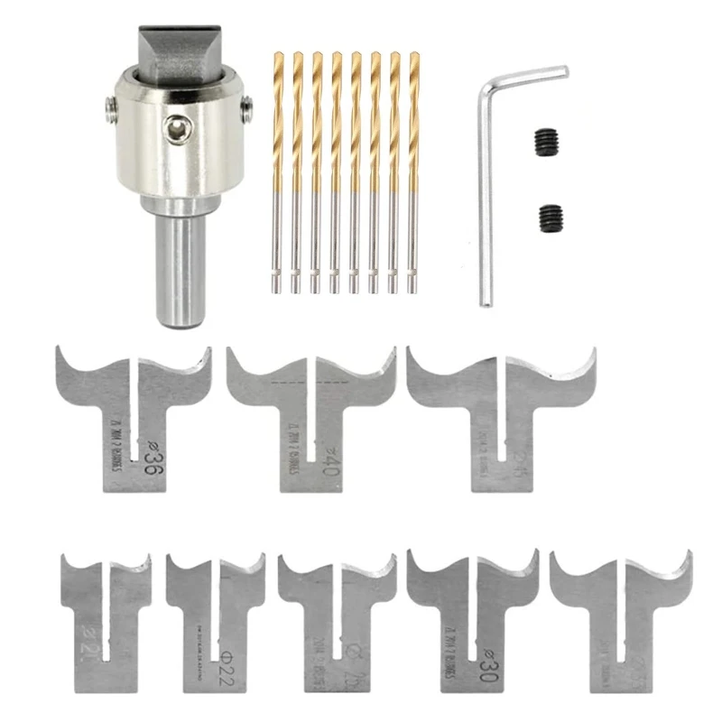 

20Pcs Silver Wooden Round Button Bead Maker Drill Bit Milling Cutter Set Moldin