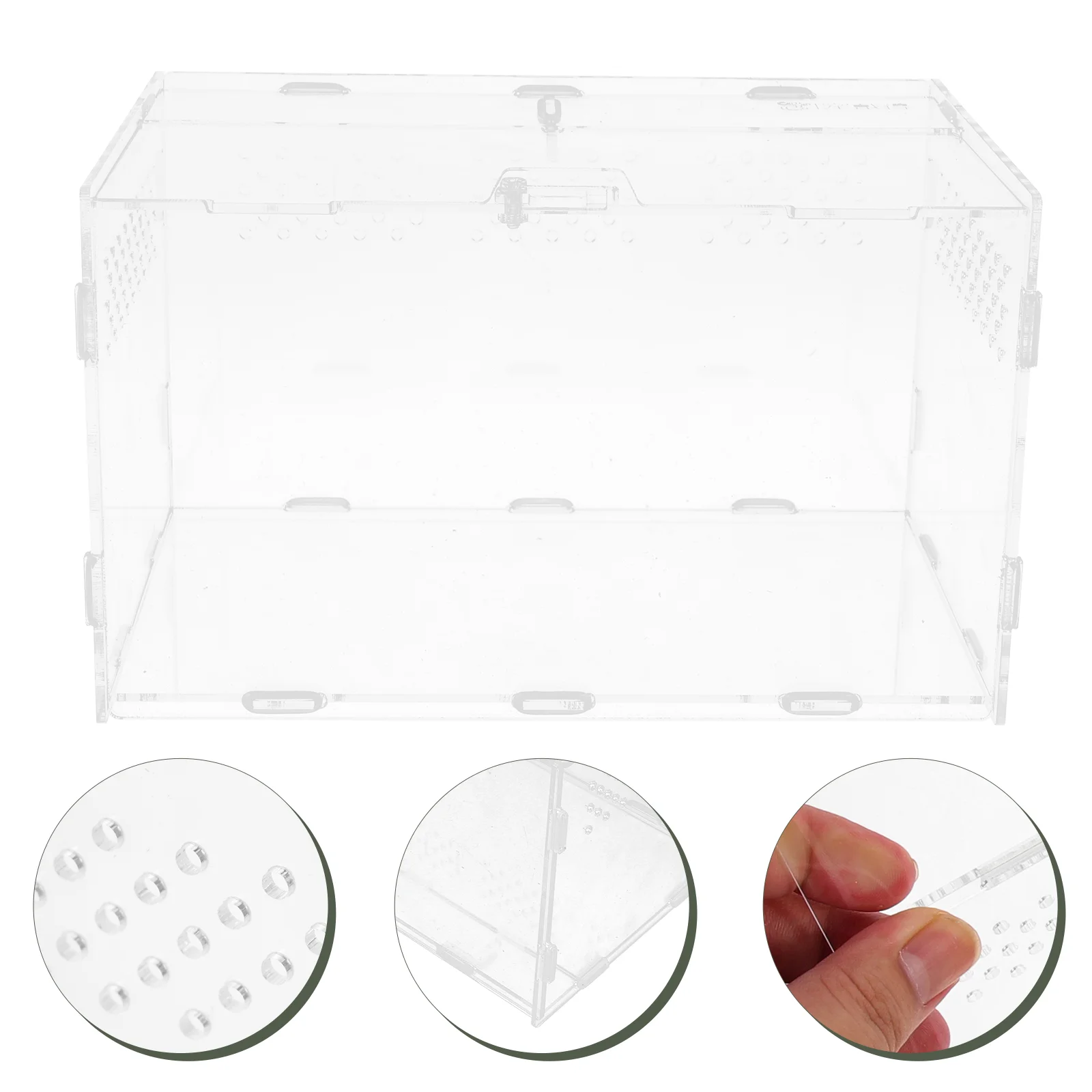 

Reptile Box Snake Cage Container Acrylic Breeding Feeding Transparent Small Hatching Incubation Mini Pet House Terrarium Case