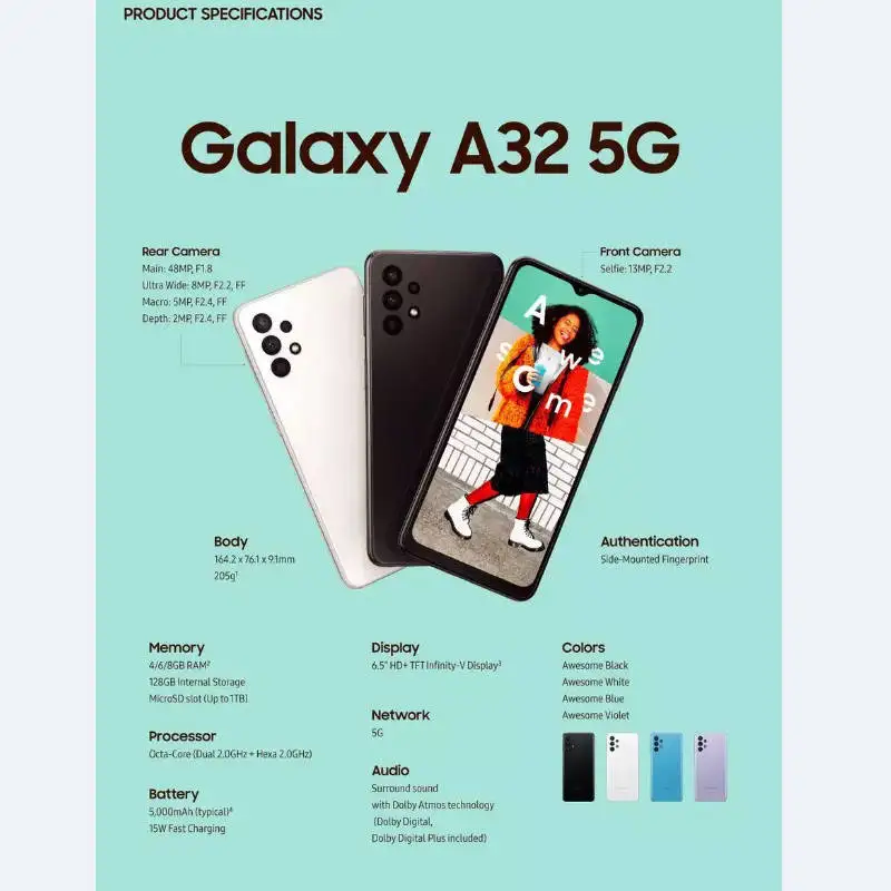 Смартфон Samsung Galaxy A32 5G 4/64ГБ 4/128ГБ б/у