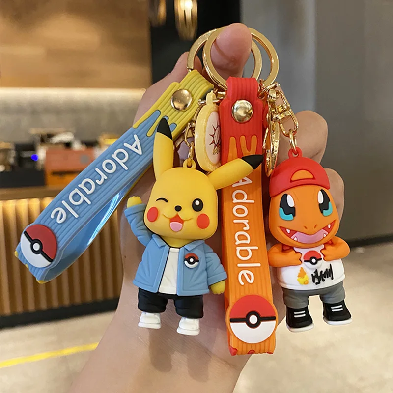 

Pokemon Pikachu Charmander Keychains Cartoon Kawaii Creative Pendant Cute Girls Bag Accessories Doll Car Key Strap Friends Gifts