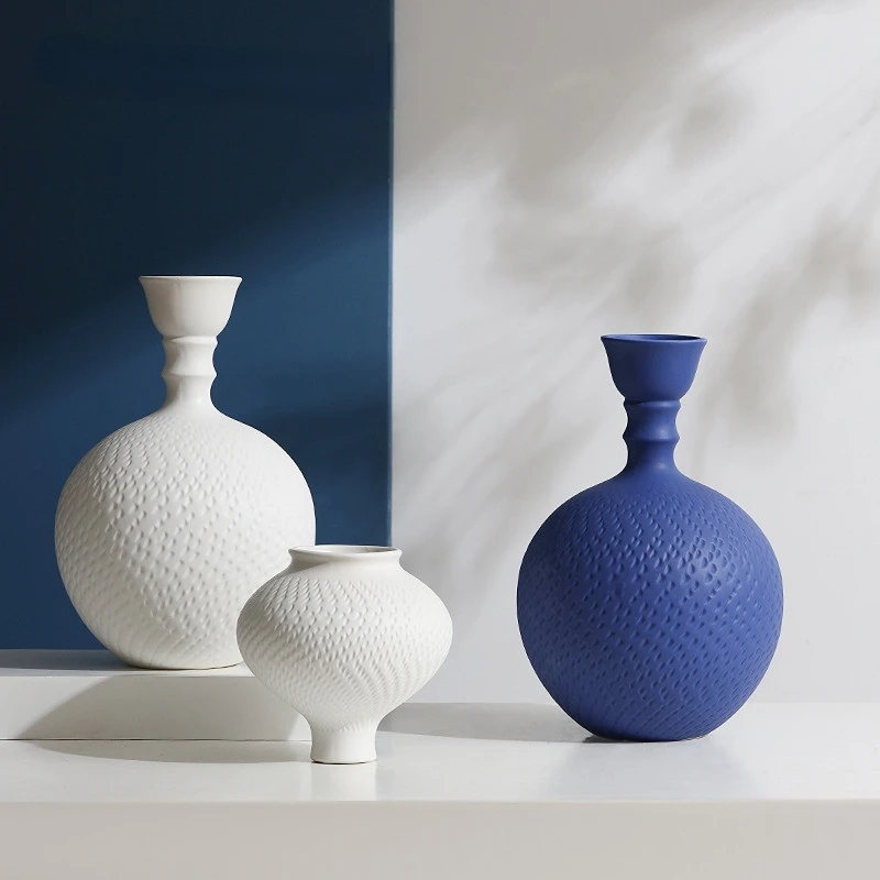 

Boxi Home Simple White Klein Blue Ceramic Vase Decoration Home Sample Room Decorations