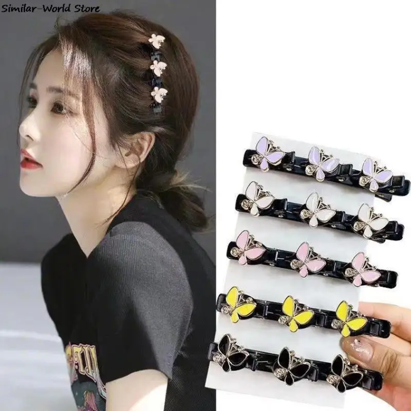 

Sparkling Crystal Stone Braided Hair Clips Double Bangs Braided Barrettes Hairpins Women Girls Headwear Hair Styling Accessories