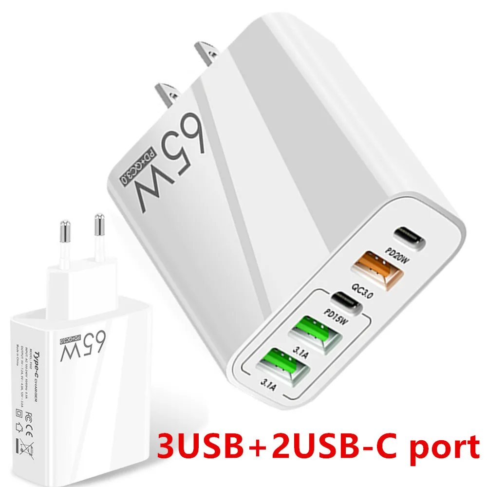 

USB C Charger Fast Charging 65W Type C PD QC3.0 Mobile Phone Adapter for IPhone Xiaomi Huawei Samsung Ipad Realme Oneplus Tablet