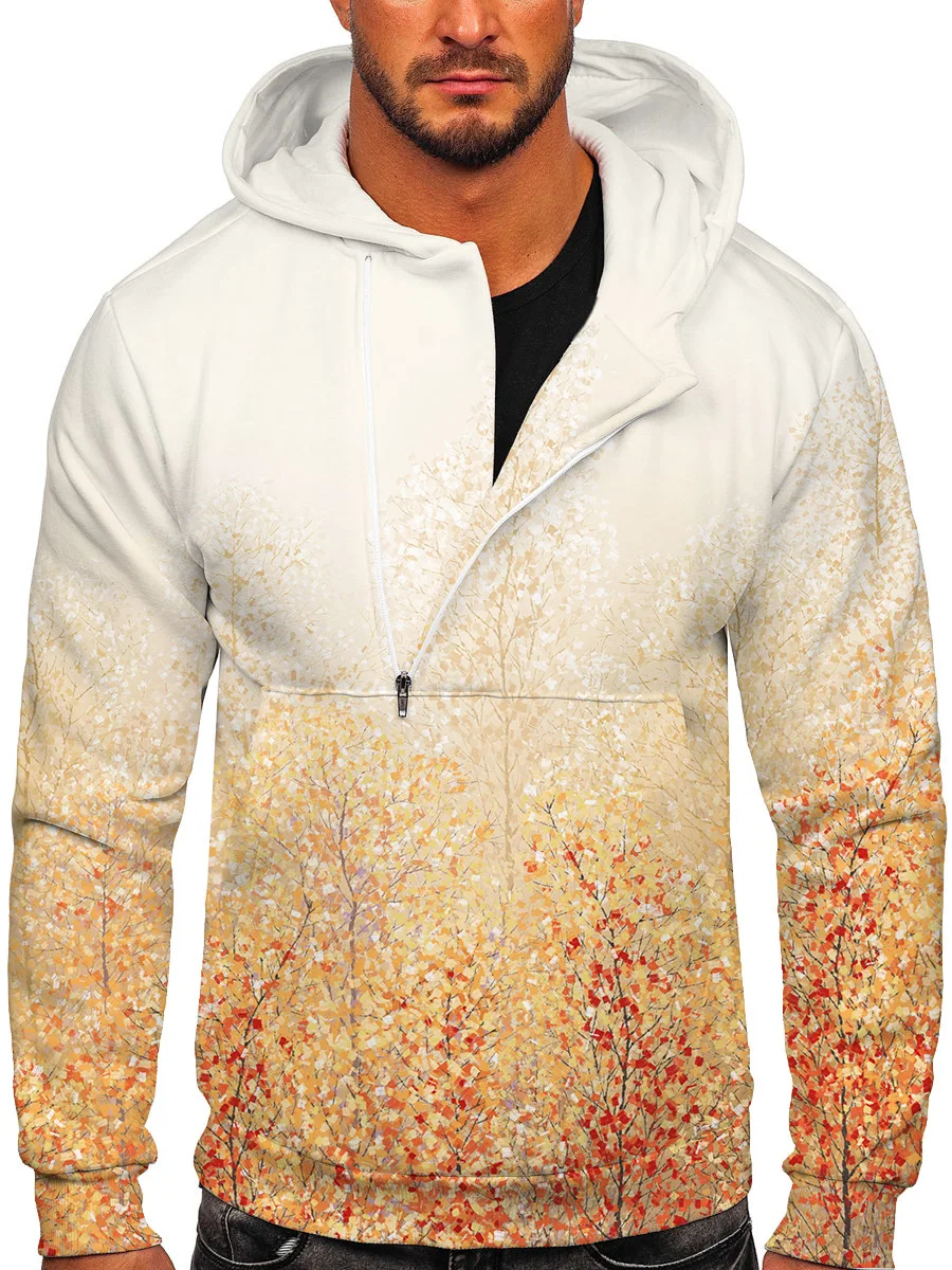 

Men's Long Sleeve Sweatshirt Hip Hop Korean Fashion Punk Sports Jacket Hoodie Half Zip Y2k S-6XL