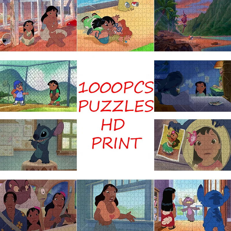 

Lilo And Stitch Stills Disney Cartoon 1000PCS Puzzles Paper Jigsaw Puzzle Game Pictures For Kids Teens Like Adult Friend Gift