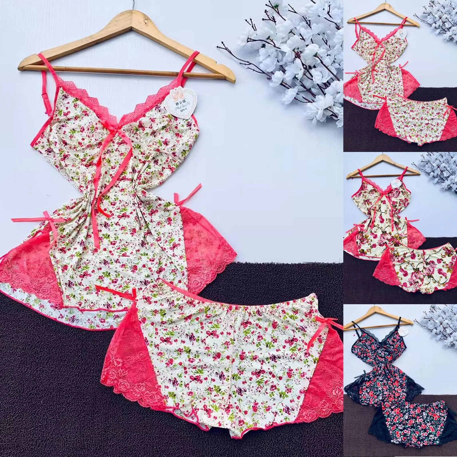 

Женский пижамный комплект на бретелях, кружевная короткая стильная Пижама с шортами, Женский пижамный комплект