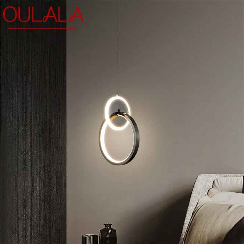 

OULALA Modern Black Copper Chandelier LED 3 Colors Creative Decorative Hanging Light for Home Bed Room