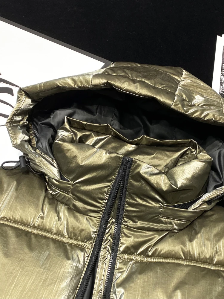 [YOZOU] зимняя теплая Роскошная блестящая короткая пуховая куртка цвета хаки с