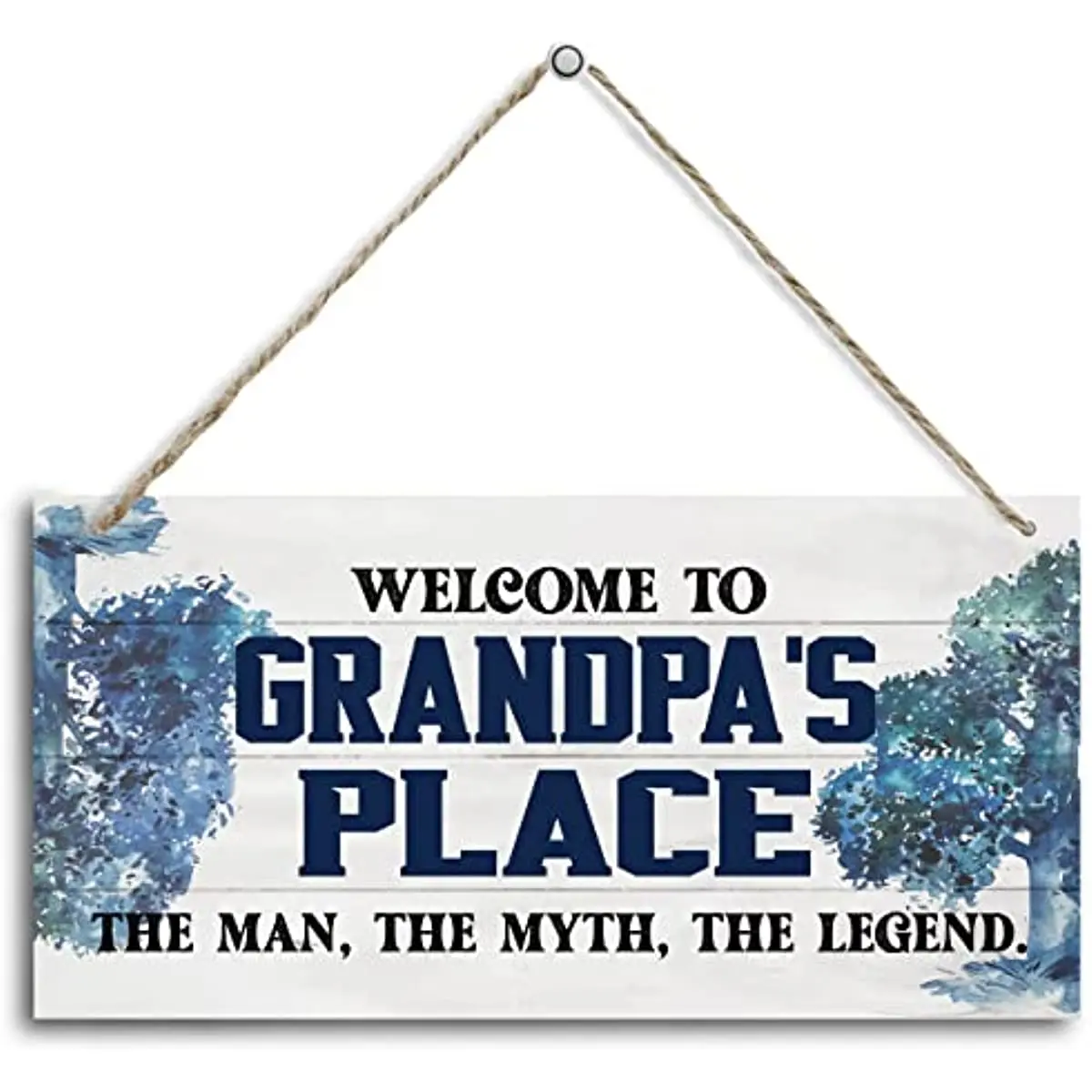 

Welcome to Grandpa's Place The Man, The Myth, The Legend Wood Decor Sign Home Decor Wood Sign Plaque 12" x 6" Hanging Wall Art