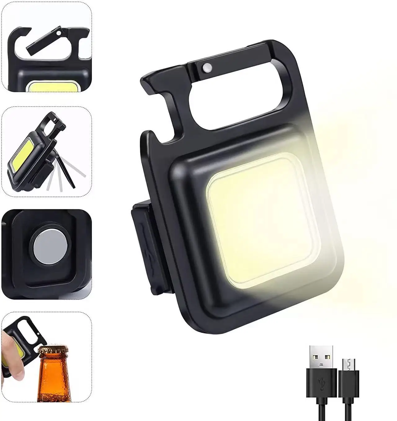 

Multifunctional Mini LED Work Light Small Portable Flashlight Keychain Light COB Inspection Strong Magnetic Torch Outdoor Light