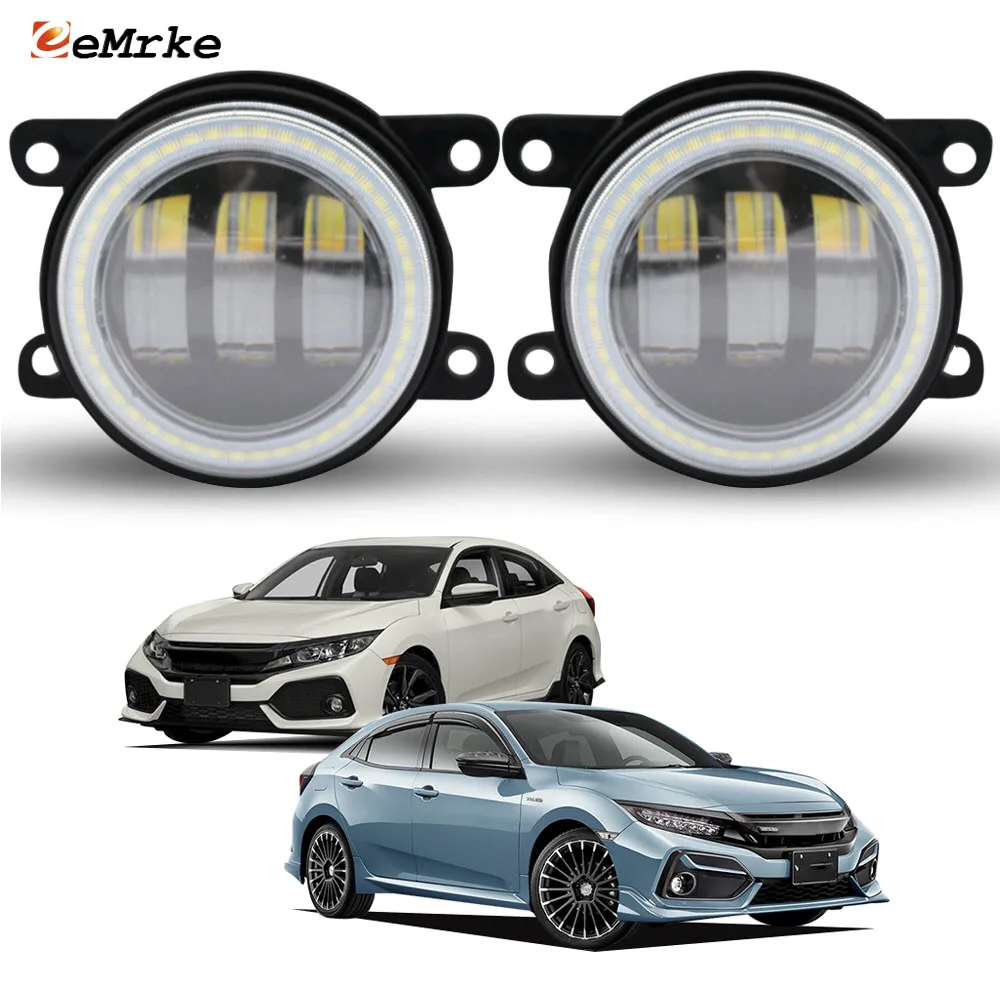 2 светодиодных противотуманных фар Angel Eyes DRL для Honda Civic Si/ Hatchback 2016 2017 2018 2019 2020 2021