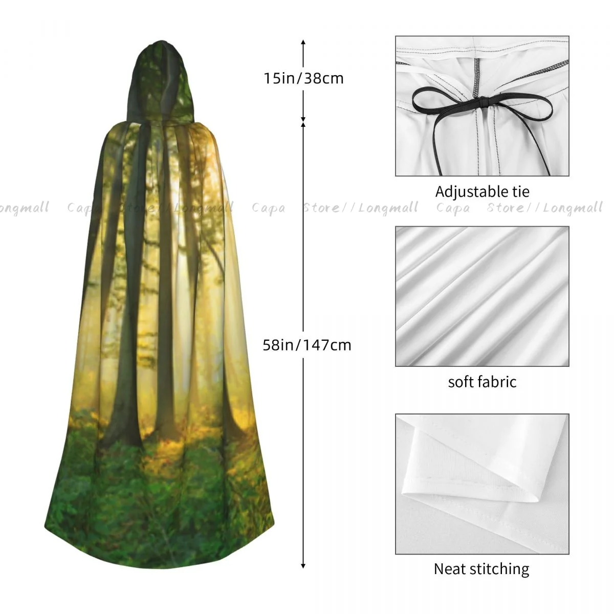 Утро в лесу плащ с капюшоном косплей костюм Хэллоуин для взрослых длинная