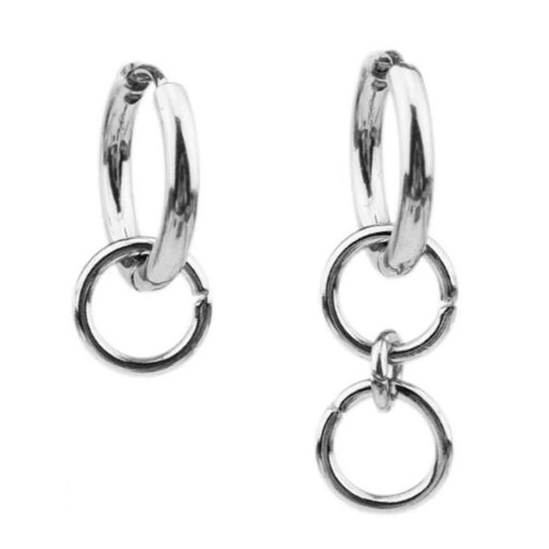 

Circle Earrings Jewelry Gift Punk Shiny Unisex Polished Gothic Festivals Gifts Vintage Stainless Steel Punk Jewery
