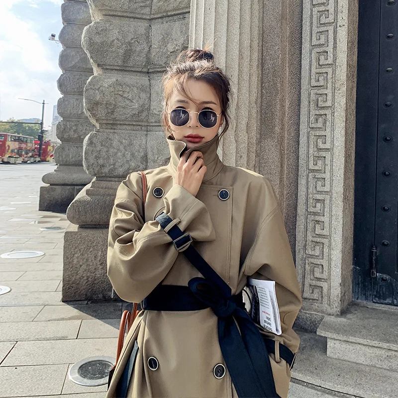 

Hepburn Style Is Popular This Year in Windbreaker Women's 2021 New Mid Length Coat, Small Over Knee Khaki Coat