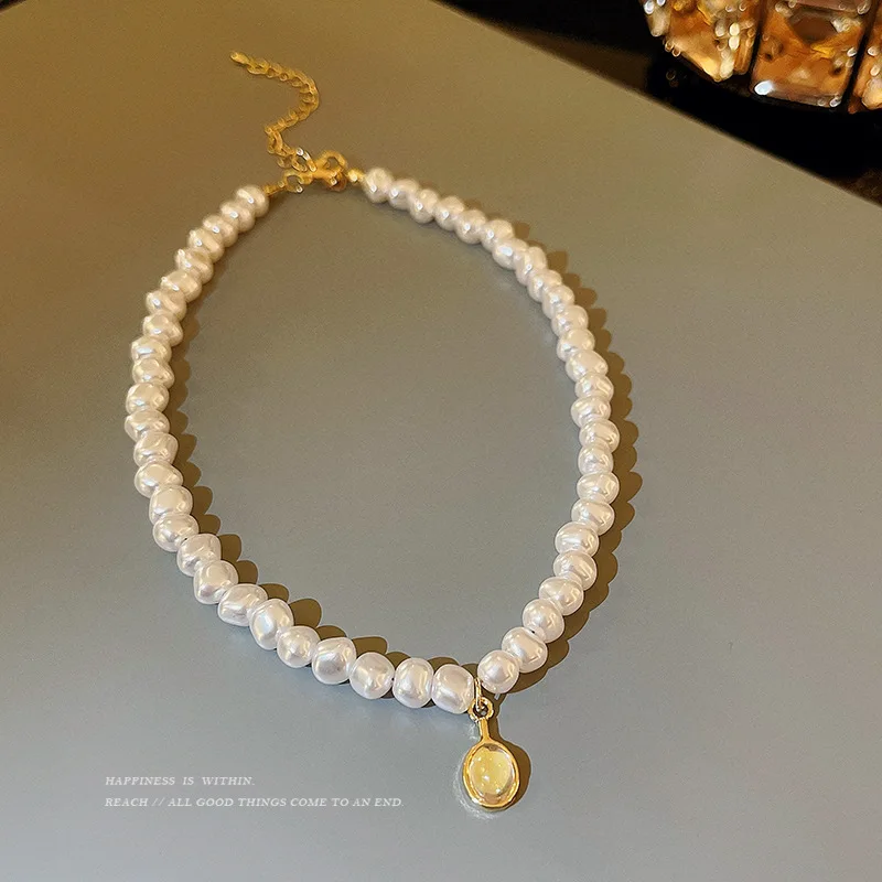 

Baroque Pearl Necklace Women's Light Luxury High-grade All-match Clavicle Chaininsspecial interest Design Necklace Wholesale