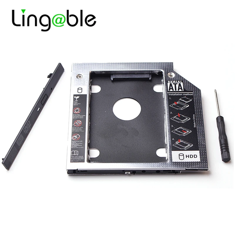 Lingable Универсальный 9,5 мм/12,7 мм SATA к SATA 2,5 дюйма Чехол для SSD, HDD 2nd HDD жесткий диск Caddy Корпус оптический адаптер DVD Bay