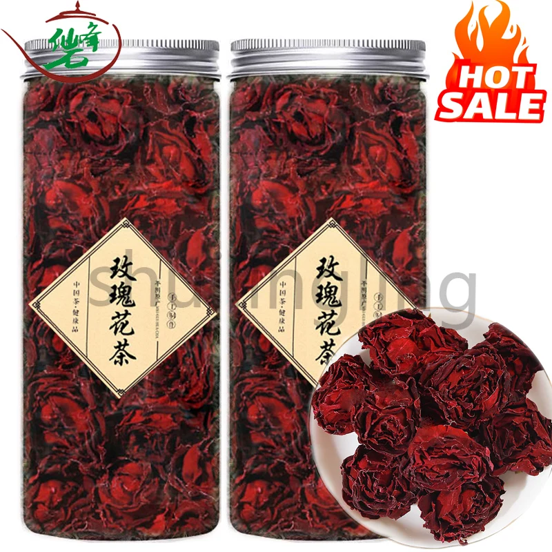

Dark Red Rose 25g/can Natural Deep Red Rose Buds Fragrant Dried Dark Rose Double Flowers Organic Dried Flower Bud