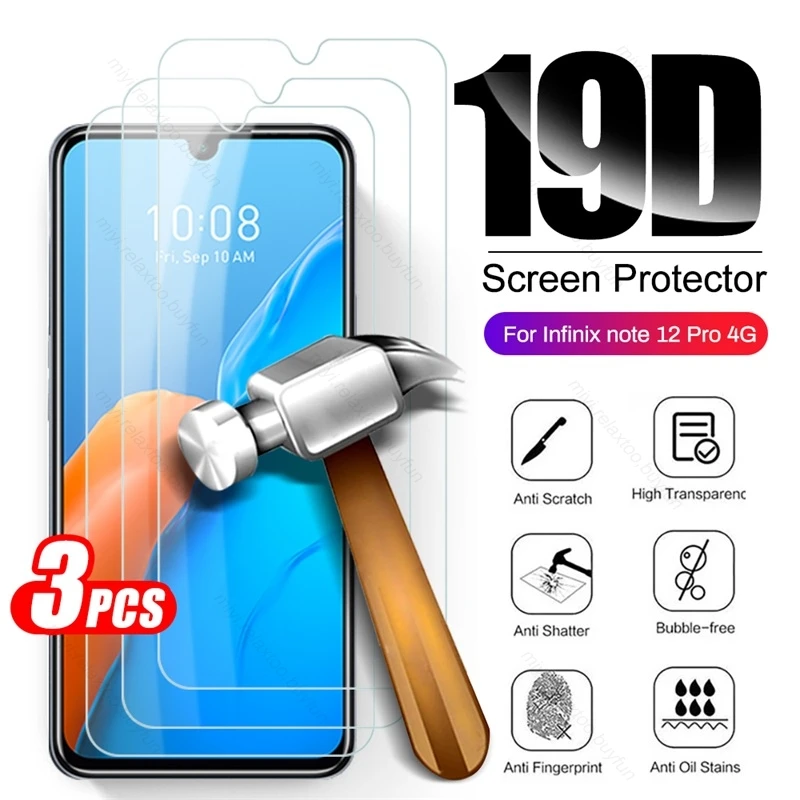 3 шт. полного закаленного стекла для Infinix Note 12 Pro 4G защитная пленка для экрана взрывозащищенная HD пленка на крышке Note12 6.7 дюйма.