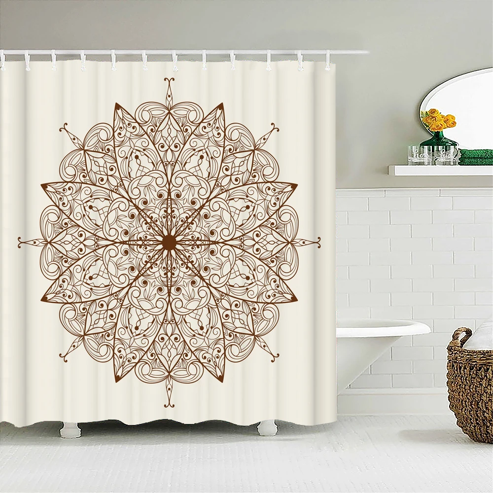 

Mandala Printed Shower Curtain Waterproof Polyester Curtain With Hook Decoration Bathroom Curtain 3D Shower curtains 240*180cm