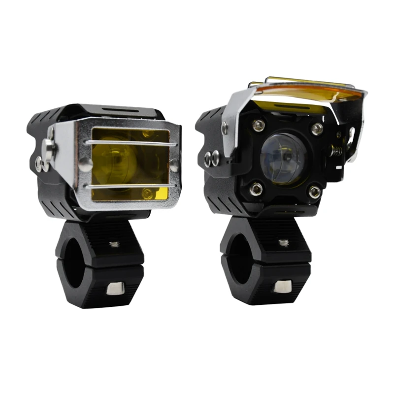 

15W Motorcycle Spot Lights Waterproof LED Headlight White Amber Driving Spotlight High Low Beam 2PCS