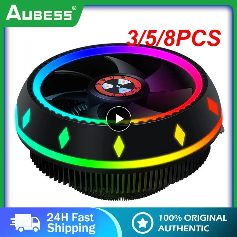

3/5/8PCS Mute Radiator Cooler Dc12v Cooling Fan Colorful Rgb Cpu Fan Changing Light Pc Fans Led 50000h 100mm 3 Pin Universal